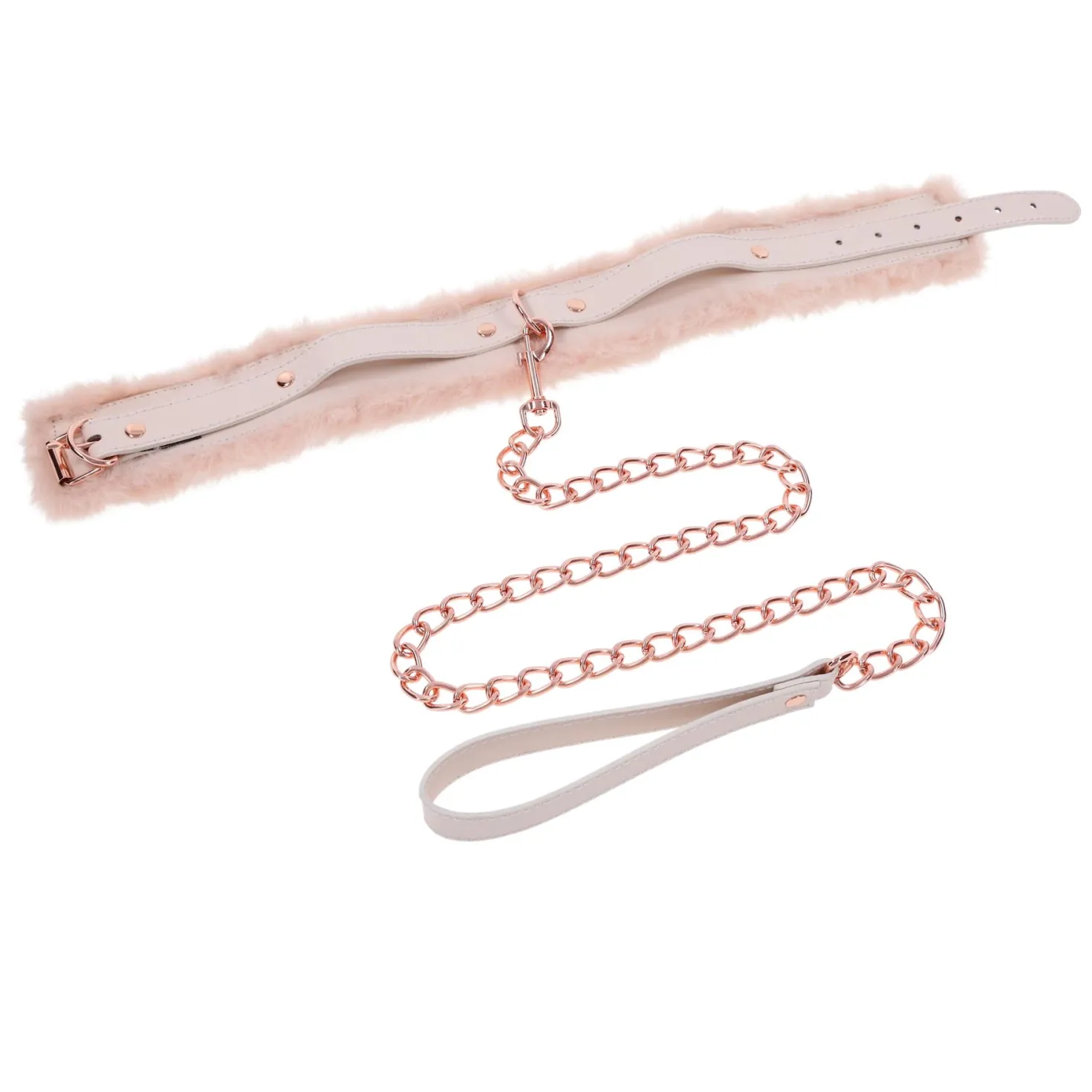 Sportsheets – S&M Peaches ‘n CreaMe Collier en Fourrure & Laisse – Crème