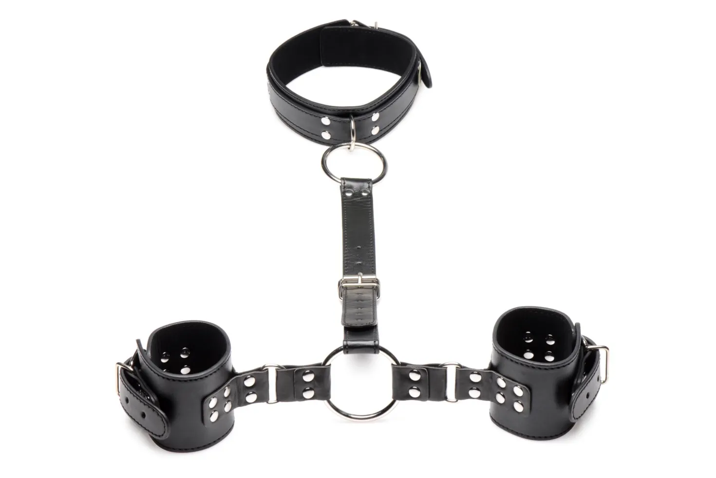 Strict - Ensemble de retenue avec collier et menottes - Noir