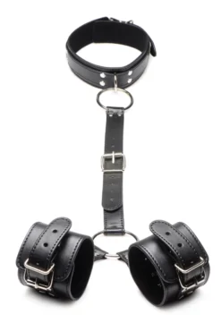 Strict - Ensemble de retenue avec collier et menottes - Noir