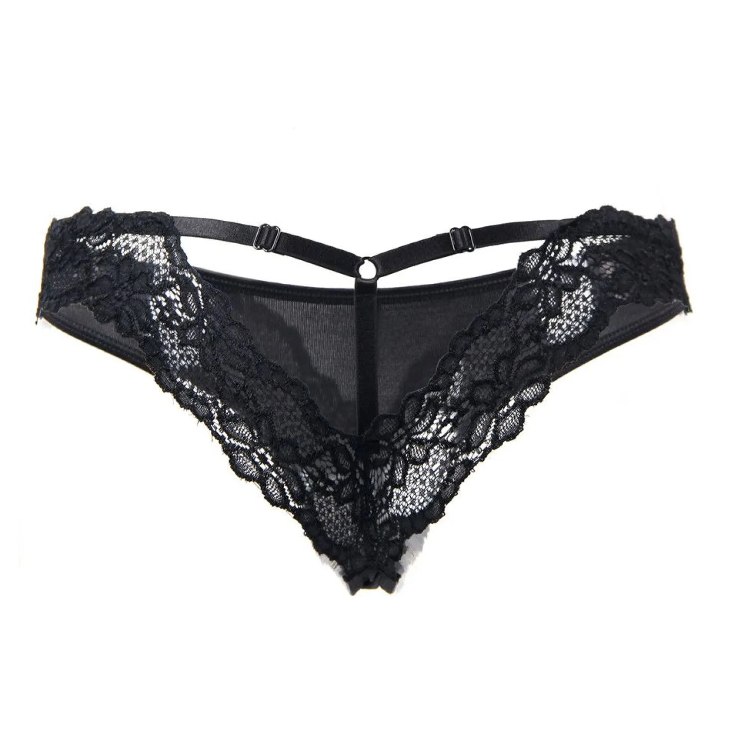 String avec dentelle - Noir