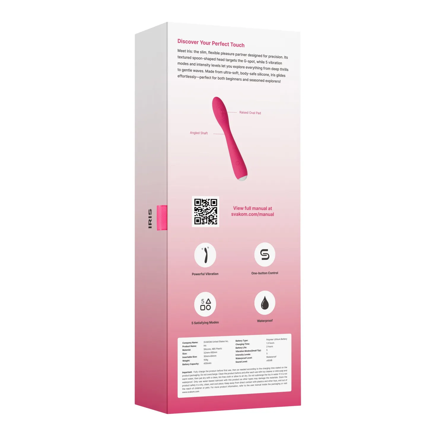 SVAKOM - Vibro point G et clitoris "Iris" - Rose