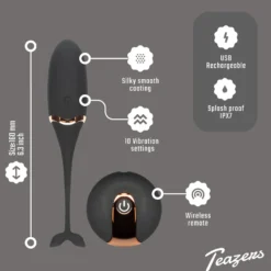Teazers – Œuf Vibrant Avec Télécommande – Noir