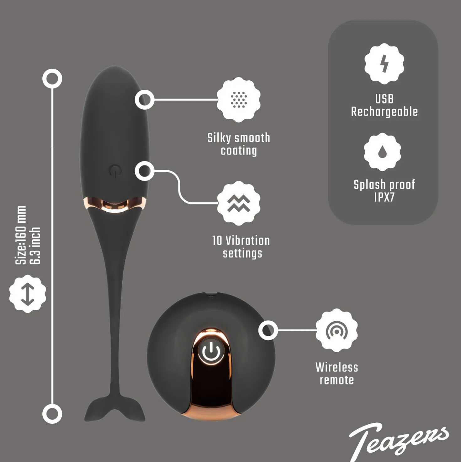 Teazers – Œuf Vibrant Avec Télécommande – Noir