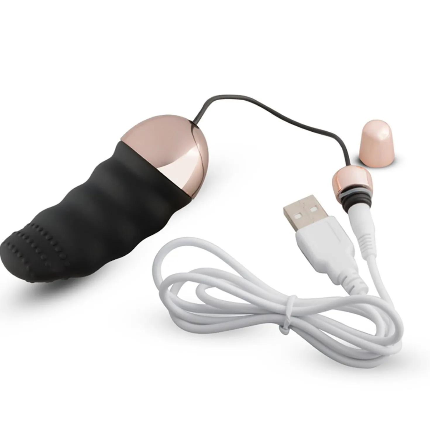 Teazers - Œuf vibrant nervuré de forme aplatie avec télécommande - Noir